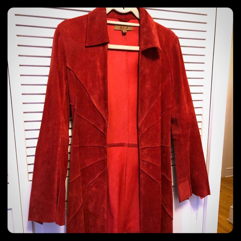 Arben B Red Suede Duster Size Small Bell sleeves